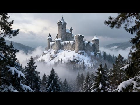 Snowy Medieval Castle at Night ❄️ Relaxing Christmas Music with Tin Whistle