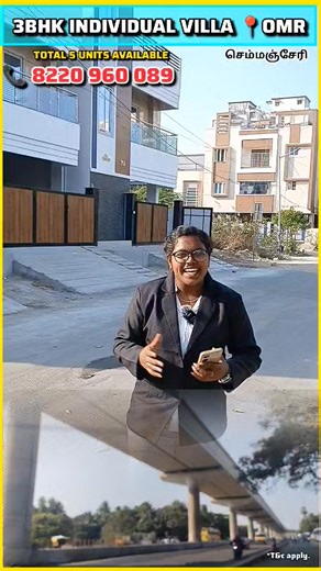🔥 CMDA Approved Luxury 3BHK Villas for Sale in OMR Navalur | 4 Mins from Tech Park | 80% Bank Loan 🏡 ✨ Luxury Individual Villa for Sale in OMR Near Navalur ✨ 🏡 CMDA Approved Project 📍 Located at OMR near Navalur 🚗 Just 2 Minutes from OMR Main Road 💼 Only 4 Minutes from OMR Tech Park 🔹 Total Villas: 5 Exclusive 3BHK Units 🔹 Minimum Land Area: 880 Sq.ft 🔹 Built-up Area: 1716 Sq.ft 🔹 Maximum Land Area: 1400 Sq.ft 🔹 Built-up Area: 2228 Sq.ft 🏦 80% Bank Loan Available 🧭 East & South Faci