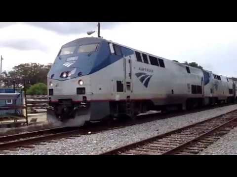 Multiple General Electric P42 Locomotives Pull Amtrak Long Constist W/ Brand New Baggage Cars!
