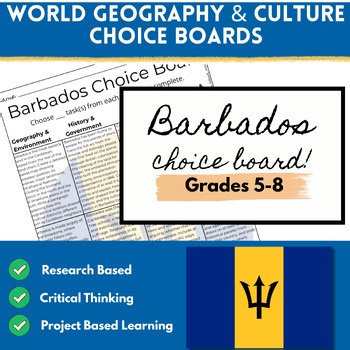 Barbados Choice Board |5th–8th Caribbean World Geography Research Project