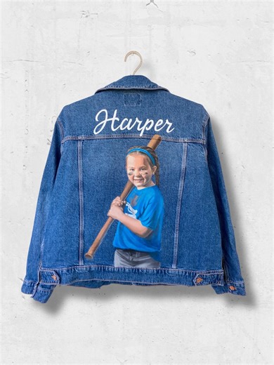 Custom Jean Jacket, Personalized Jacket, Portrait From Photo, Hand Painted Denim Jacket, Commission Art, Loved One Portrait, Unique Gift. - Etsy