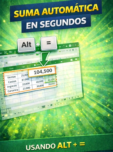 ⚡ Suma automática en segundos con este atajo de Excel ¿Sigues escribiendo fórmulas para sumar datos manualmente? 💻📊 Con el atajo ALT = puedes generar sumas automáticas en reportes en cuestión de segundos. ✅ Detecta rangos automáticamente ✅ Ahorra tiempo al crear reportes ✅ Reduce errores en tus cálculos ✅ Ideal para reportes financieros, ventas y bases de datos 🤖 ¿Atorado en la oficina? checa esto… y aprende Excel aplicado al trabajo real. #Excel #Ofimatica #ExcelTips #Productividad #aprendee