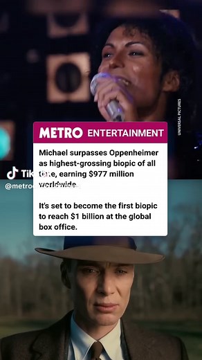 The Michael Jackson biopic has overtaken Oppenheimer to become the highest-grossing biopic of all time. Michael has grossed $977.4 million (£740.9m), surpassing Oppenheimer’s $975.8 million (£739.1m). Earlier this month, it also surpassed Bohemian Rhapsody to become the biggest music biopic ever. #michael #michaeljackson #oppenheimer
