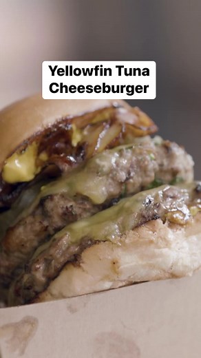 52K views · 290 reactions | At Chef Josh Niland's Sydney restaurant and fish market Fish Butchery, the yellowfin tuna cheeseburger is served with plenty of mustard and barbecue sauce — and topped with kingfish bacon. | Eater | Facebook
