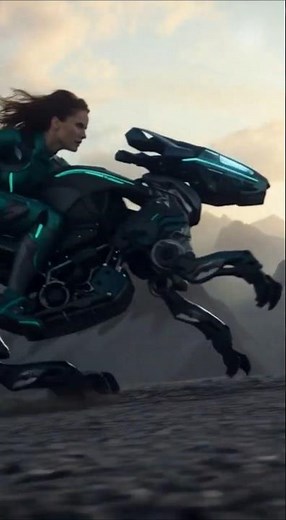 Wild Ride: Futuristic Rider and Her Four-Legged #bike Dominate the Mountains #robot #futurerobots