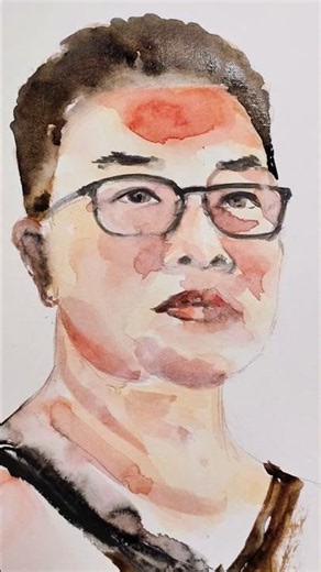 人物水彩肖像画 Watercolor portrait on paper
