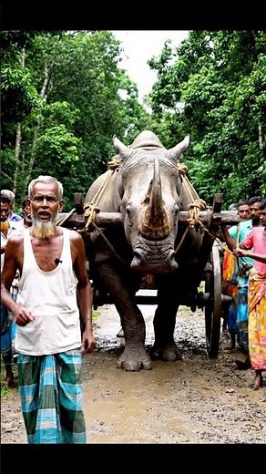 গ্রামবাসীরা বড় একটি গন্ডারের সন্ধান পেল।