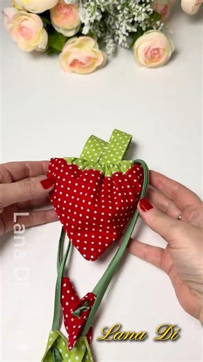 Strawberry Bag Charm 🍓 Sewing Magic #diy #handmadeinusa #sewing #sewinghacks