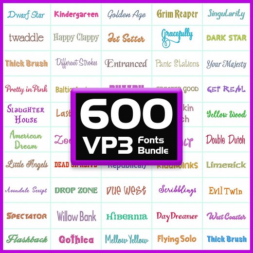 VP3 Embroidery Fonts for PFAFF & Viking Machines: 600 Bundle (1 - 3 Inch) - Etsy Australia