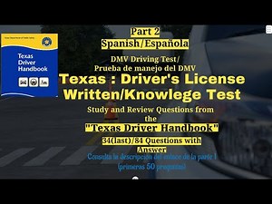 Española | Texas DMV driving Handbook Questions | SPANISH | PART 2 | | 34/84 questions | DPS