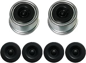 Dexter Lube Trailer Axle Grease Cap - 2Pcs Bearing Dust Cap 1.98" with Extra 4 Rubber Plugs - Hub Grease Cover for 2,000 to 3,500 lb Trailer