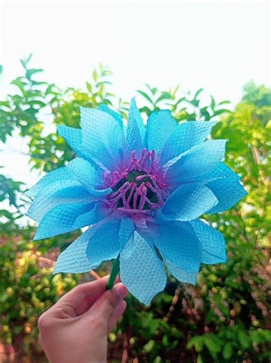 How to Make a Dahlia Flower| Diy Blue Dahlia Tutorial #shortsviral #diy #rose #craft #art#aesthetic
