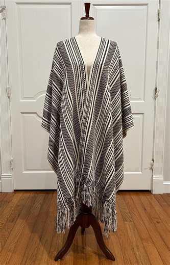Traditional Pedal Loom Ruana From Oaxaca Mex. Mexican Shawl, Fringed Vest!! - Etsy