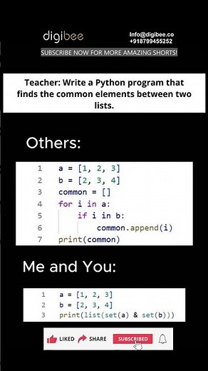Teacher vs Others vs Me: Python Find Common Elements Between Two Lists #viral #trending #shorts