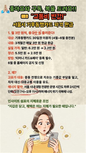 "9만원 돌려준다고? 💸 기후동행카드 역대급 '반값' 환급 소식!"