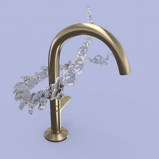 The iconic AXOR One faucets feature a gentle taper to the curved spout, a subtle design that signals exceptional quality of design and manufacture. How do you like this faucet in Brushed Brass finish, shown in the video? | AXOR