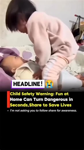 lolat taye on Instagram: "This video is from China and shows a tragic accident at home that highlights the importance of child safety. A 3-year-old child was playing and jumping on the bed, while a 6-month-old baby was lying nearby. During play, the older child accidentally jumped on the younger baby, causing a serious injury. This heartbreaking moment is a reminder that even playful moments can turn dangerous if infants are nearby. Please speed up the video and share it in your story to spread 