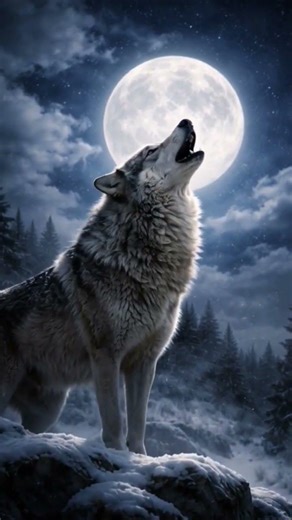 Wolf Howling at the Moon 🌕🐺 | Night Wilderness Aesthetic"#wolf#shortvideo