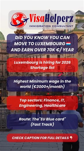 Visa Helperz on Instagram: "🇱🇺 Luxembourg 2026: The Richest Country in Europe Needs These Workers If you’re in Finance, IT, Engineering or Healthcare, stop ignoring Luxembourg. While everyone fights for UK/Germany, Luxembourg quietly pays some of the highest salaries in the world + offers a direct path to the EU Blue Card. Here’s everything you need to know 👇 🔥 In-Demand Occupations (2026) 1. Finance & Banking (The Big One) Roles: Accountants, Risk Managers, Fund Administrators, Auditors Why