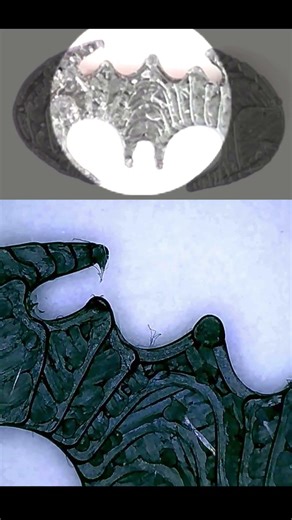 3d printed Batman logo - through a microscope!