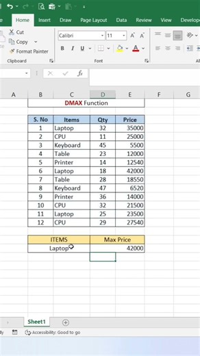 DMAX Function in Excel # #excel #exceltips #exceltricks #learn #exceltutorial #excelformula