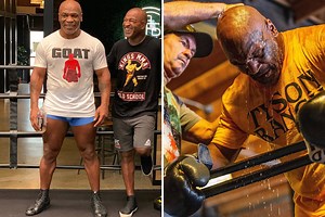 Mike Tyson looks in stunning shape in training with bulging muscles in his legs