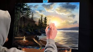 23K views · 1.3K reactions | Acrylic Landscape Painting Time-lapse | Sunset at the lake Artist: Chuck Black Art | Art Daily | Facebook