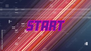 Animation of start purple text over flickering markers and glowing red light trails
