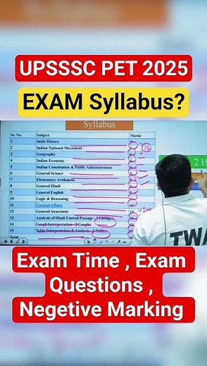 UPSSSC PET 2025 Syllabus, PET Exam Pattern, Negetive Marking #upssscpet #petexam #shorts #twa