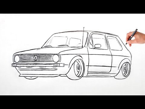 How to draw a VOLKSWAGEN GOLF mk2