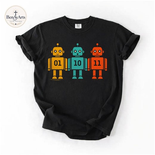Comfort Colors® 01 10 11 Robot T-shirt, Vintage Binary Code Graphic Tee - Etsy