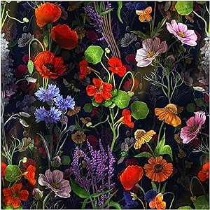 Black Floral Wallpaper Peel and Stick Removable Wallpaper for Bathroom | Vintage Floral Contact Paper for Locker Cabinet Renter Friendly Wallpapers for Accent Wall Home Decor, 17.5 x 118 in