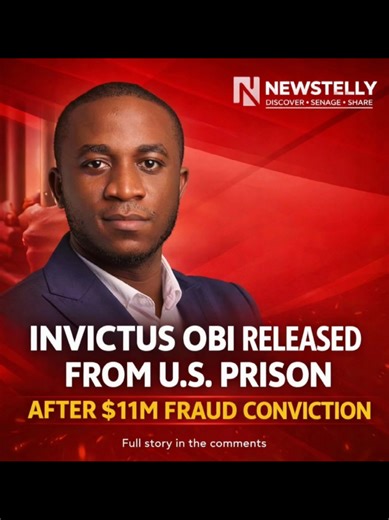 Invictus Obi Released from U.S. Prison After $11m Fraud Conviction Obinwanne Okeke, a Nigerian entrepreneur widely known as Invictus Obi, has been released from a United States federal prison after serving part of a 10-year sentence for fraud. #news #Newstelly #Nigeria #viral #fyp