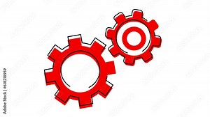 Gear mechanic's badge. Pin. vector. Optimization of the search engine. An element of graphic design. on a white background. there is animation.