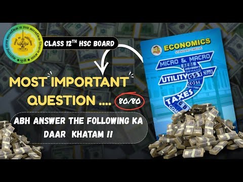 🚨 12th Economics |Most Important Question| 2026 Maharashtra Boards 💯