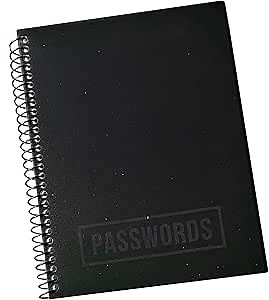 RE-FOCUS THE CREATIVE OFFICE, Password Book Keeper, Black, Small, Mini, Alphabetical Tabs, Spiral Bound, Removable Sheets, Journal Organizer, Includes, Website, Address, Username, Password