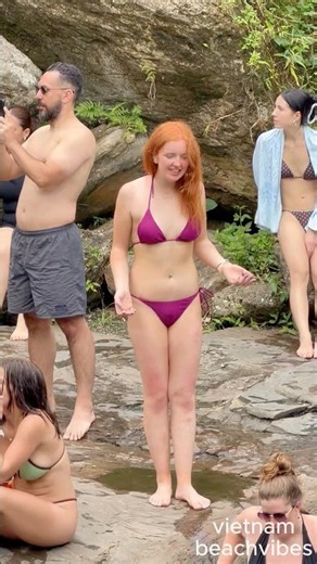 Hot Girls Cliff Diving & Swimming in a Stunning Blue Waterfall Paradise 🌊 #nature #swimming
