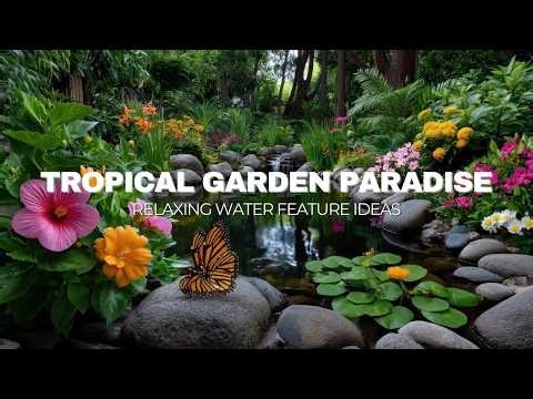 Tropical Spring Garden with Water Feature – A Refreshing Backyard Paradise