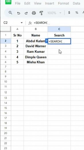 How to Use Search function in google sheet .