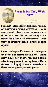 Essay Topic: Peace Is My Only Wish Now Thank you so much for taking the time to read my essays. 🌿✨I hope each piece gives you something meaningful to think about or helps you in some small way. Your support motivates me to keep creating more thoughtful and heartfelt content. 🙏💛 Follow 👉My English Essay Teacher #English #englishlearning #essaywriting #learnandgroweveryday #careergrowthgoals #educationalcontent 👨‍🏫 👨‍🏫 👨‍🏫 👨‍🏫 👨‍🏫 👨‍🏫 Design created by me using AI visuals. | Just S