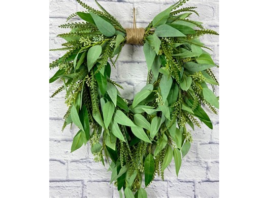 Evergreen Heart Wreath, Handmade Heart-shaped Greenery Wreath, Farmhouse Home Decor