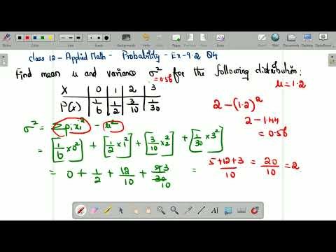 Find Mean and Variance | Ex 9.2 Q4 Probability Distribution
