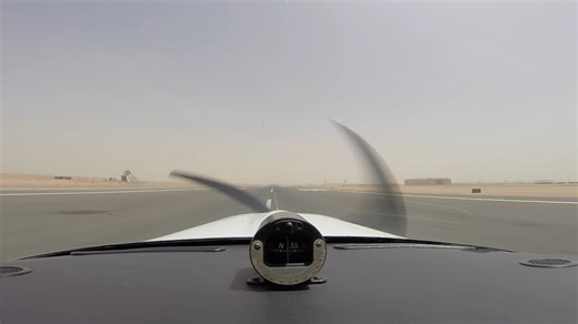 Watch the takeoff from Egypt during a solo around the world flight