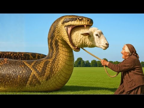 Heroic Rescue Team Saves Brave Mother Cow from a Mutant Python Attack in the Open Grasslands 🐄🐍