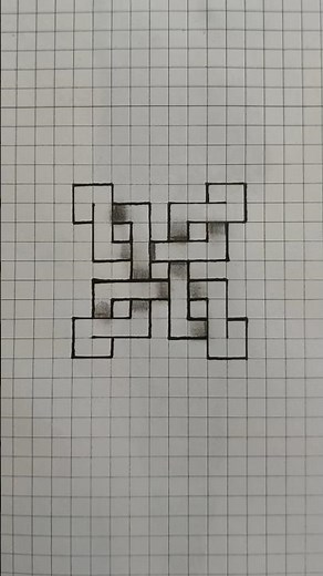 3d optical illusion drawing on grid paper #ytshorts