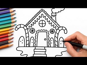 Gingerbread House Drawing for Kids | Easy Christmas House Drawing Step by Step