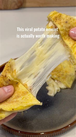 Viral Crispy Potato Omelette with Cheese Pull #shorts #cheesepull