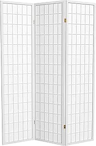 Red Lantern 6 ft. Tall Window Pane Shoji Screen - White - 3 Panels