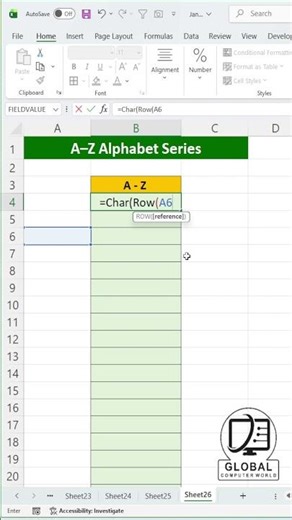 Excel Productivity Hack ⚡| A–Z Alphabet Series #excel #exceltips ‪@GlobalComputerWorld‬