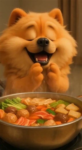 Too Cute! Dog’s Hotpot Mukbang #ai #funny #dog#cute#pets#eatingshow#food#hotpot